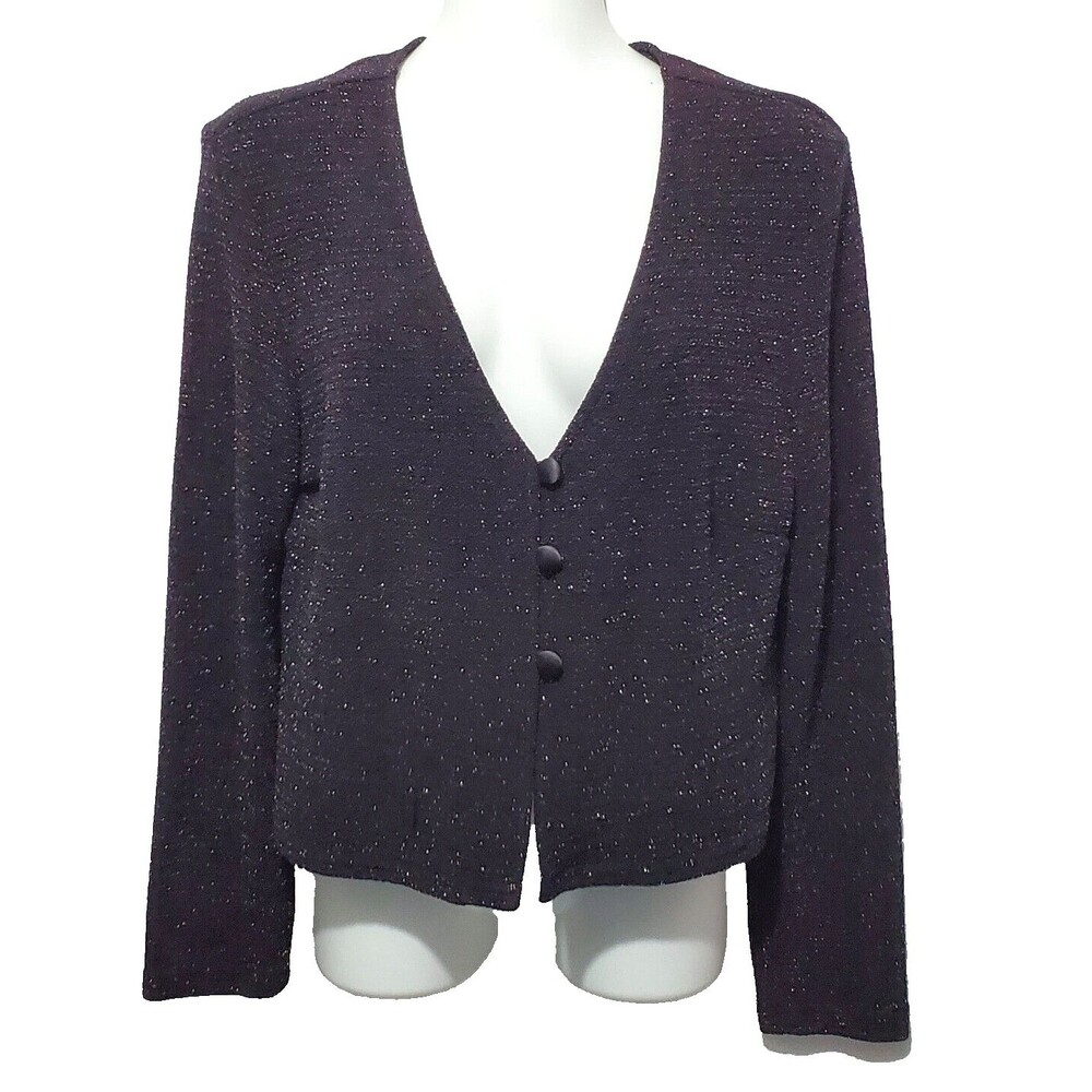 Rabbit Rabbit Rabbit Designs Cardigan 10 Petite Black 3 Button Glitter Top